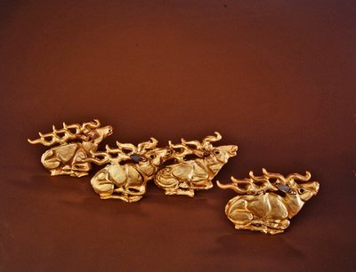 Reindeer, four plaques from a wooden quiver by Scythian